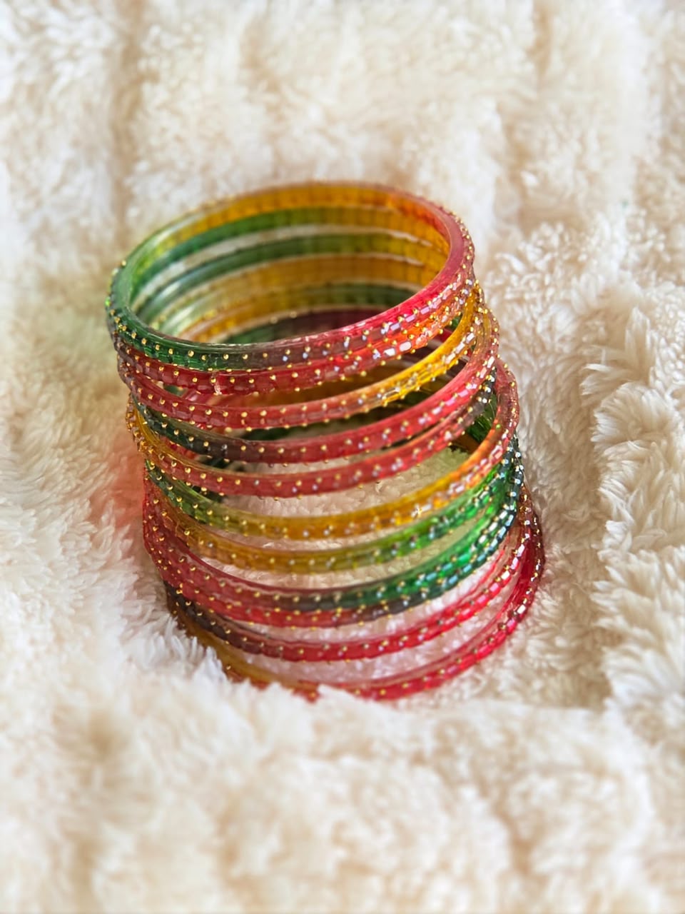 Festive multicolour cut glass bangles